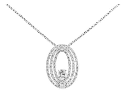 18ct White Gold Ladies Oval Diamond Pendant and Chain