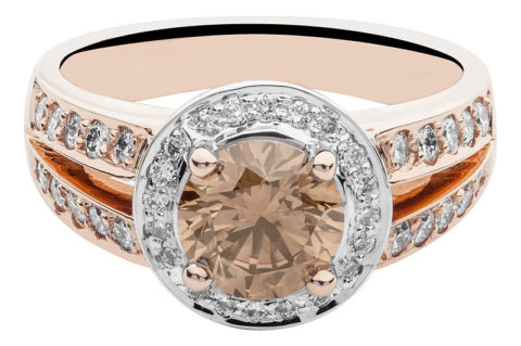 Hand Crafted 18ct Rose Gold Split Band Chocolate Diamond Engagement Ring