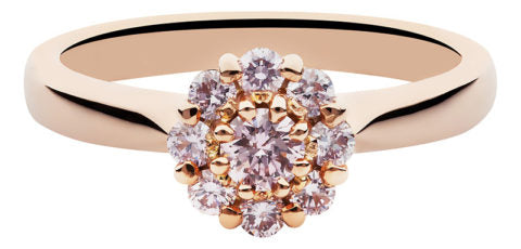 Hand Crafted 18ct Rose Gold Pink Diamond Cluster Engagement ring
