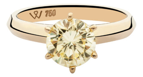 Hand Crafted 18ct Yellow Gold 6 Claw Fancy Yellow Diamond Engagement Ring