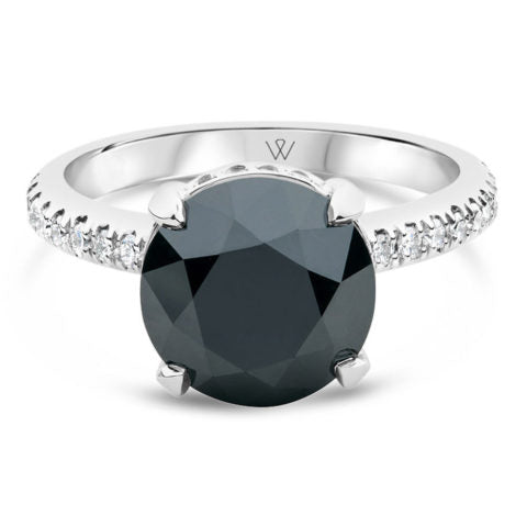 Ladies Round Black Diamond Engagement Ring