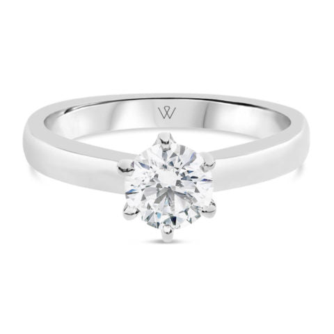 18ct White Gold 6 Claw Engagement Ring