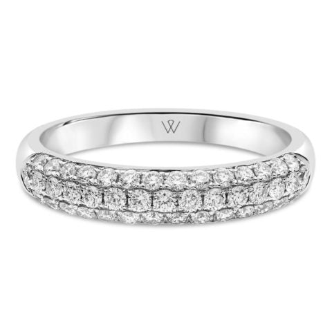 18ct White Gold Ladies Pave Set Wedding Ring / Dress Ring