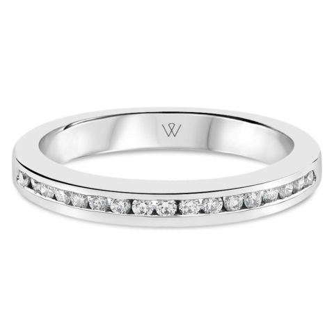 Ladies 18ct White Gold Channel Set Wedding Ring