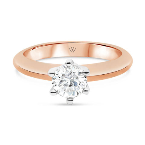 Handcrafted 18ct Rose Gold Ladies 6 Claw Engagement Ring