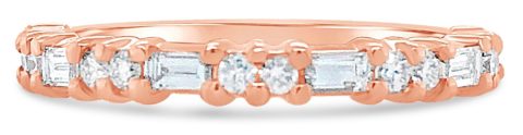 18ct rose gold rbc and baguette diamond ring