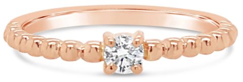 18ct rose gold rbc diamond ball stacker ring