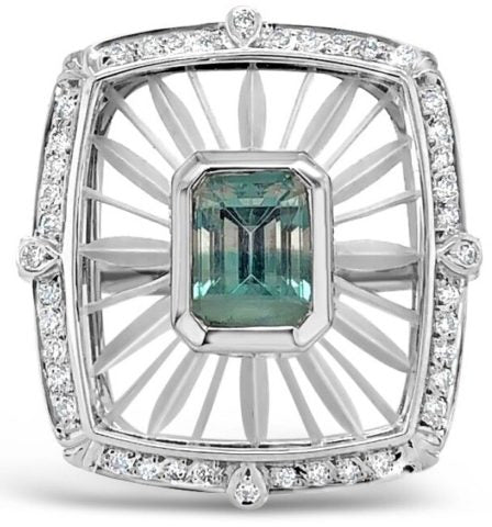 18ct white gold bespoke emerald quartz ring