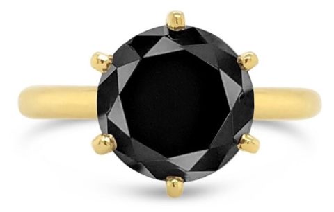 18ct yellow gold black diamond ring