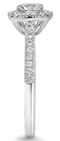 18ct white gold diamond cushion halo engagement ring