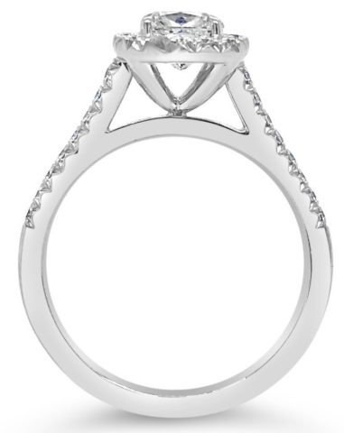 18ct white gold diamond cushion halo engagement ring