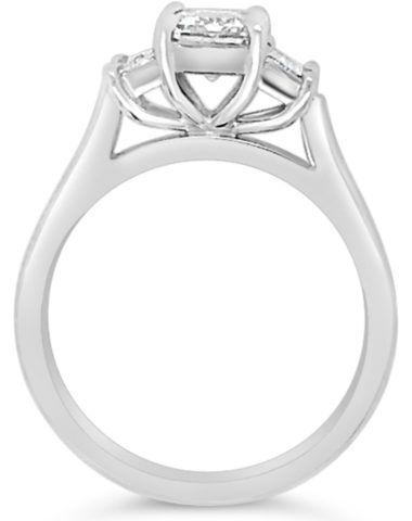 18ct white gold emerald and baguette cut diamond trilogy ring