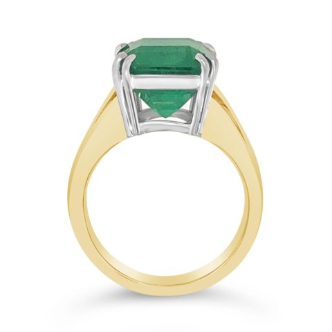 18ct yellow gold emerald split band ring