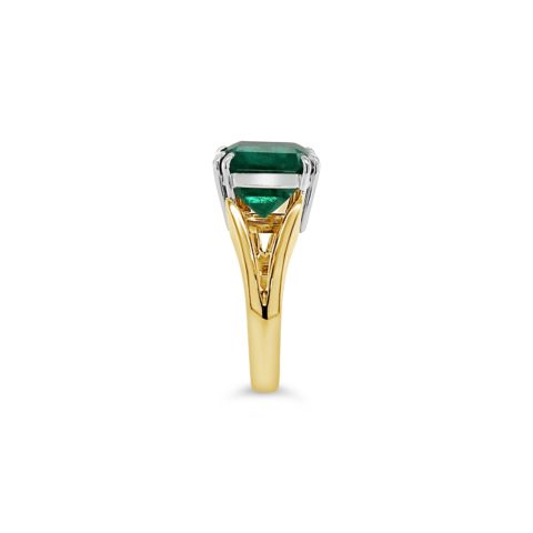 18ct yellow gold emerald split band ring