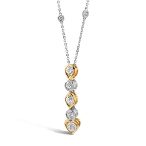 Ladies 18ct Two Tone Diamond Set Pendant