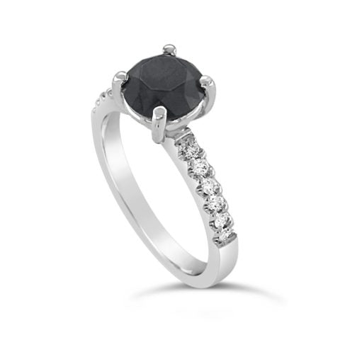 Ladies 18ct White Gold Black Diamond Engagement Ring
