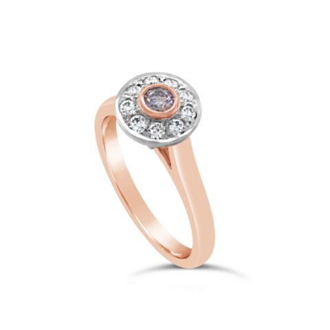 18ct Rose Gold Pink Diamond Halo Engagement Ring