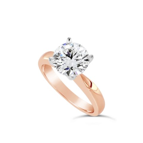 Ladies 18ct Rose Gold Round Brilliant Cut Diamond Solitaire