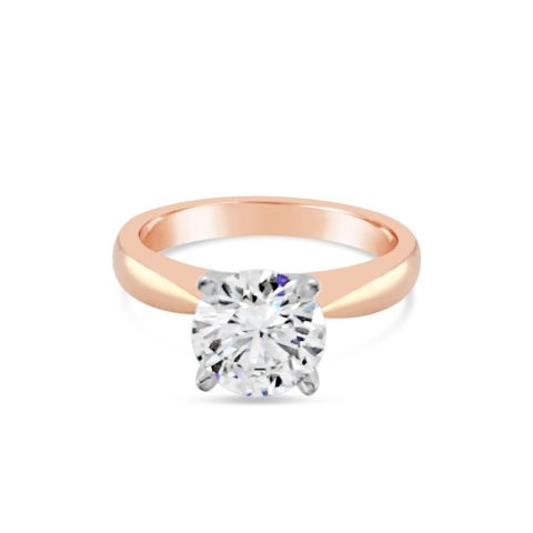Ladies 18ct Rose Gold Round Brilliant Cut Diamond Solitaire