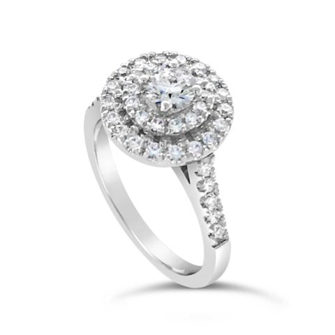 Ladies 18ct White Gold Double Halo Engagement Ring