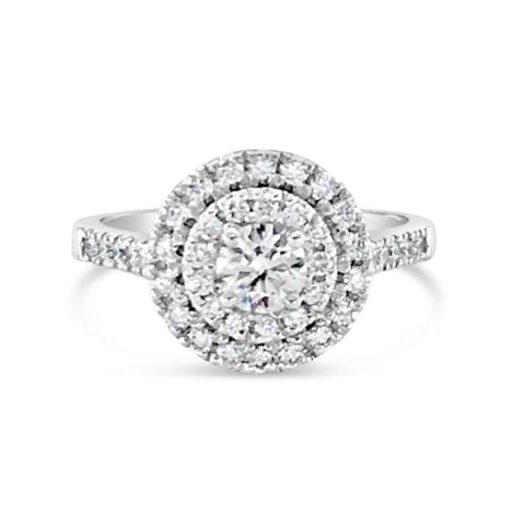 Ladies 18ct White Gold Double Halo Engagement Ring