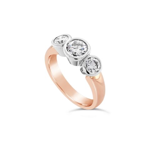 Ladies 18ct Two Tone Bezel Set Trilogy