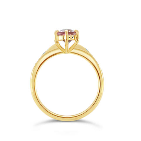 18ct Yellow Gold Morganite and Diamond Solitaire Ring