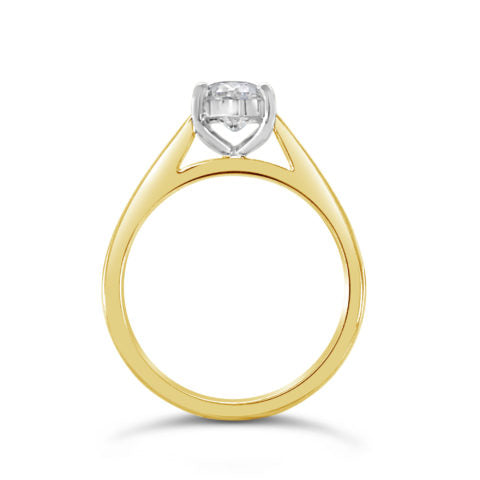 Ladies 18ct Yellow Gold Four Claw Oval Diamond Solitaire Engagement Ring