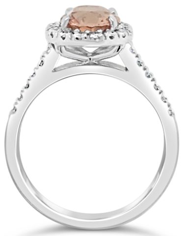 18ct white gold morganite & diamond halo ring