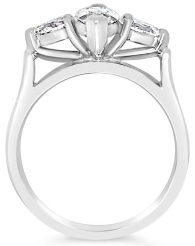 18ct white gold marquise diamond engagement trilogy ring