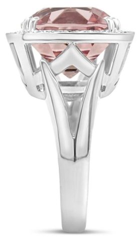 18ct white gold morganite halo ring