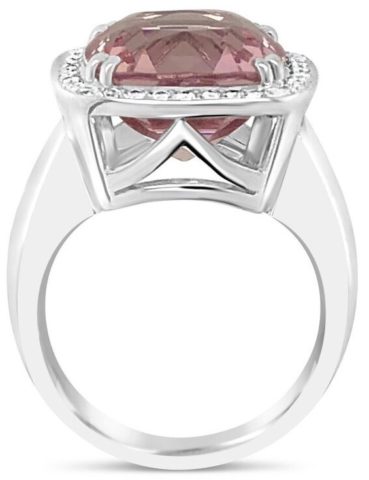 18ct white gold morganite halo ring