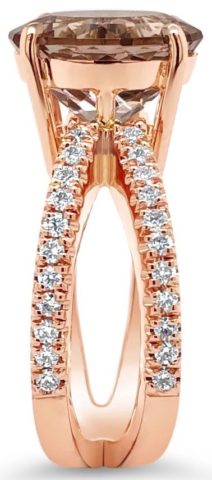 18ct rose gold morganite & diamond split band ring