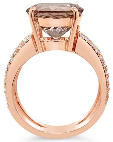 18ct rose gold morganite & diamond split band ring