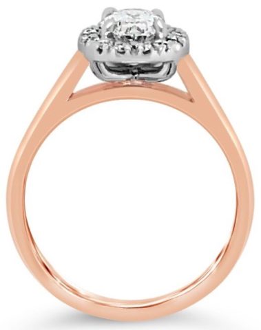 18ct rose gold oval diamond engagement ring