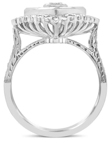 18ct white gold diamond & onyx vintage style ring