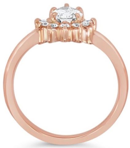 18ct rose gold pear diamond with half halo engagement ring