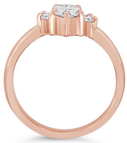 18ct rose gold pear diamond with half halo engagement ring