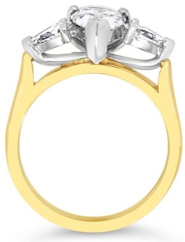 18ct white & yellow gold pear diamond trilogy engagement ring