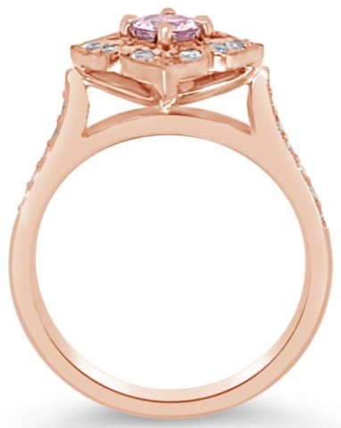 18ct rose gold pink sapphire & diamond petal ring