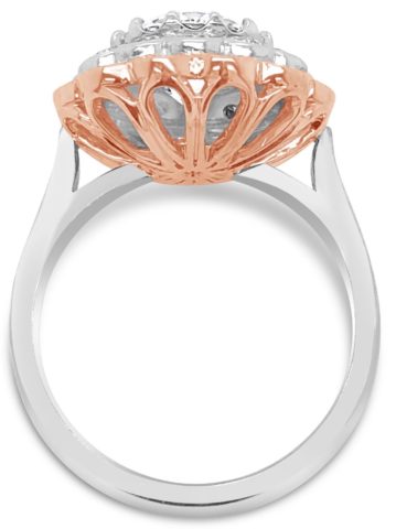 18ct white & rose gold diamond flower engagement ring