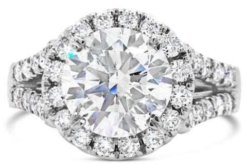 18ct white gold rbc diamond halo split style engagement ring