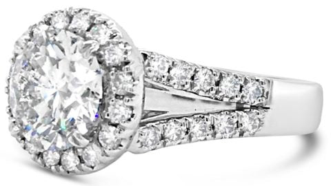 18ct white gold rbc diamond halo split style engagement ring