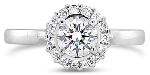 white gold round brilliant halo ring