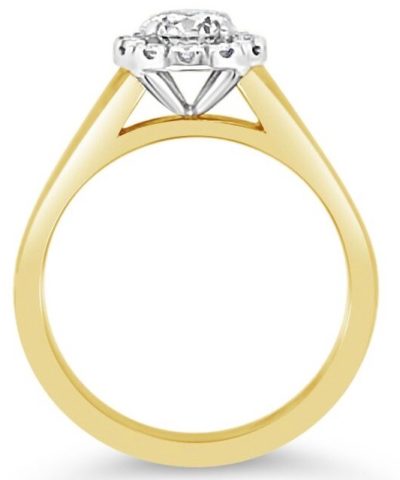 18ct yellow gold rbc diamond halo engagement ring