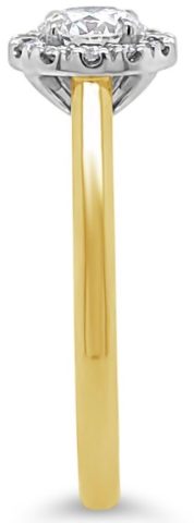 18ct yellow gold rbc diamond halo engagement ring