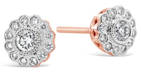 18ct white & rose gold diamond earrings