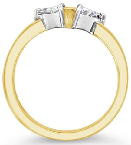 18ct white & yellow gold rbc and trilliant engagement ring