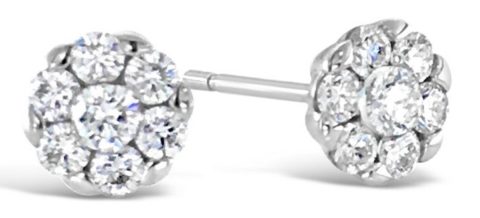 18ct white gold diamond cluster earrings