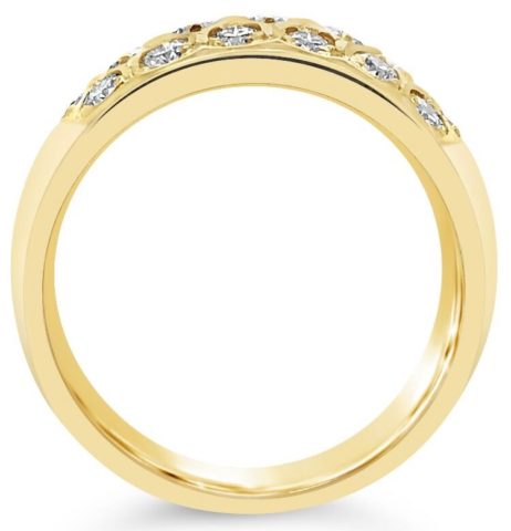 18ct yellow gold honeycomb pave diamond ring
